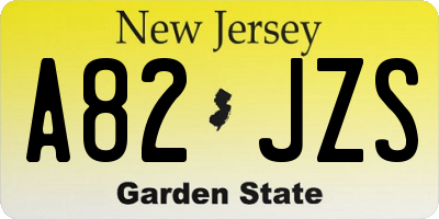 NJ license plate A82JZS