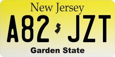 NJ license plate A82JZT