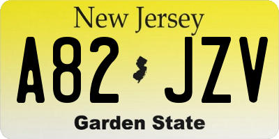 NJ license plate A82JZV