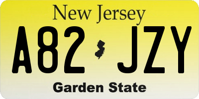 NJ license plate A82JZY