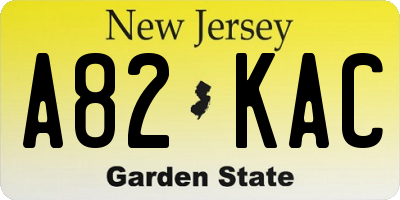 NJ license plate A82KAC