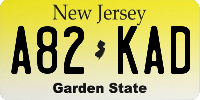 NJ license plate A82KAD