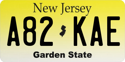 NJ license plate A82KAE