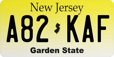 NJ license plate A82KAF