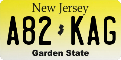 NJ license plate A82KAG