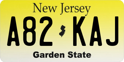 NJ license plate A82KAJ