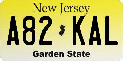 NJ license plate A82KAL