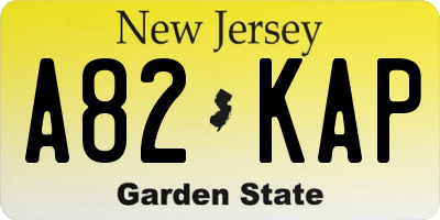 NJ license plate A82KAP
