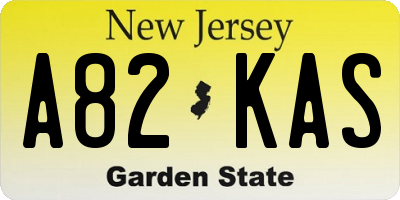 NJ license plate A82KAS