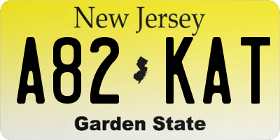 NJ license plate A82KAT
