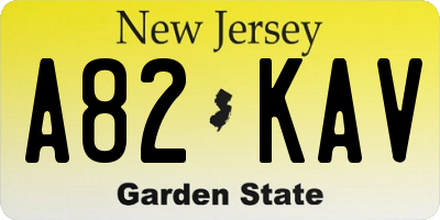 NJ license plate A82KAV