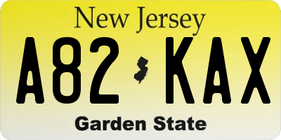 NJ license plate A82KAX