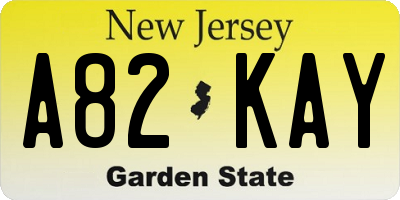 NJ license plate A82KAY