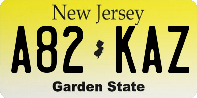 NJ license plate A82KAZ
