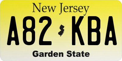 NJ license plate A82KBA