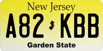 NJ license plate A82KBB