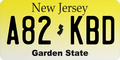 NJ license plate A82KBD