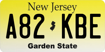 NJ license plate A82KBE