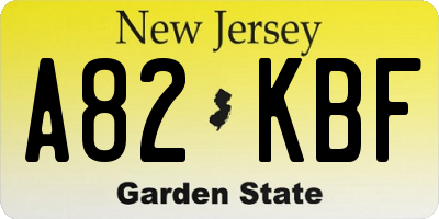 NJ license plate A82KBF