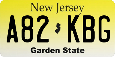 NJ license plate A82KBG