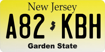NJ license plate A82KBH