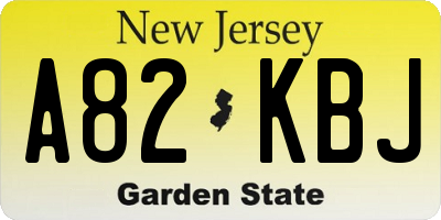 NJ license plate A82KBJ