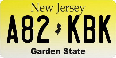 NJ license plate A82KBK