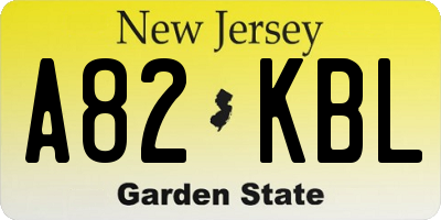 NJ license plate A82KBL
