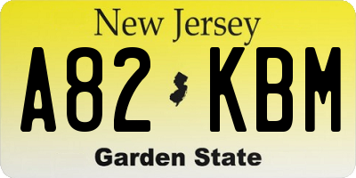 NJ license plate A82KBM