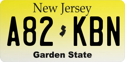 NJ license plate A82KBN