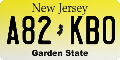 NJ license plate A82KBO