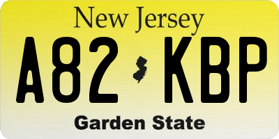 NJ license plate A82KBP