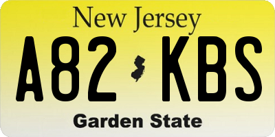 NJ license plate A82KBS