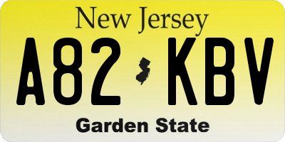 NJ license plate A82KBV