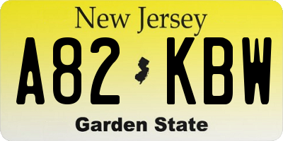 NJ license plate A82KBW