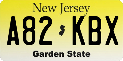 NJ license plate A82KBX