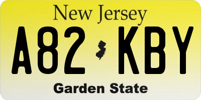 NJ license plate A82KBY