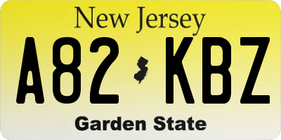 NJ license plate A82KBZ