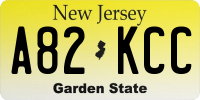 NJ license plate A82KCC
