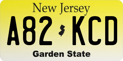 NJ license plate A82KCD