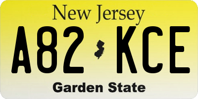 NJ license plate A82KCE