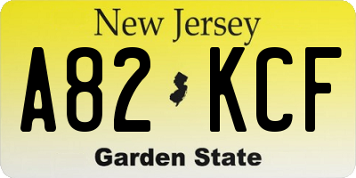 NJ license plate A82KCF