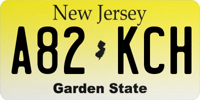 NJ license plate A82KCH