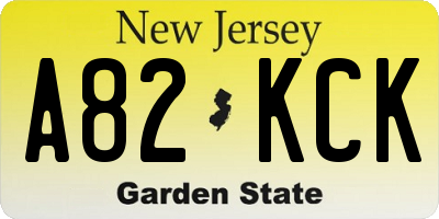 NJ license plate A82KCK