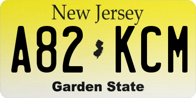 NJ license plate A82KCM
