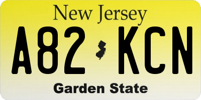 NJ license plate A82KCN