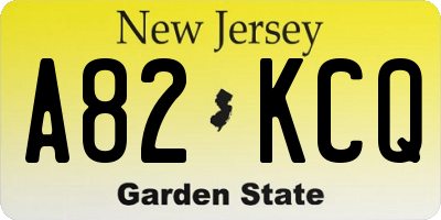 NJ license plate A82KCQ