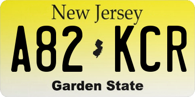 NJ license plate A82KCR