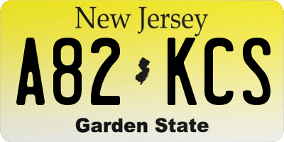 NJ license plate A82KCS