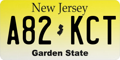 NJ license plate A82KCT